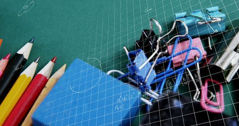 Geometric School Supplies with Floating Math Equations - Download Free Stock Images Pikwizard.com