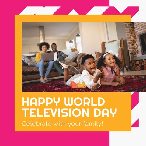 world television day family celebration with happy children - Download Free Stock Templates Pikwizard.com