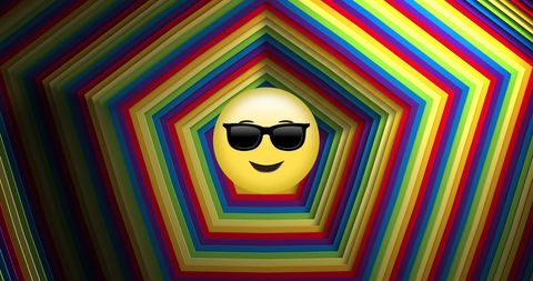 Cool Sunglasses Emoji on Vibrant Rainbow Spiral Background - Download Free Stock Images Pikwizard.com