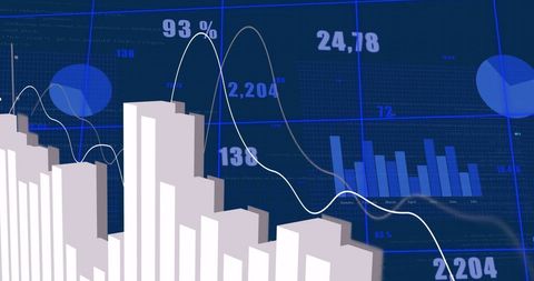 Financial Data Analysis with Trend Graphs and Bar Charts - Download Free Stock Images Pikwizard.com