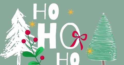 Festive Christmas Trees with Ho Ho Ho Text