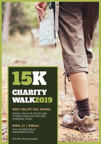 Charity Walk Event Poster Showing Person Walking Outdoors - Download Free Stock Templates Pikwizard.com
