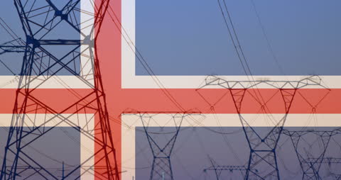 Iceland Flag Merged with Electricity Pylons