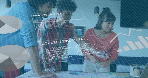 Multicultural Team Analyzing Data in Modern Office Environment