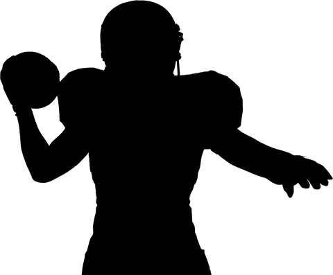 Transparent Silhouette of Male American Football Player Jumping