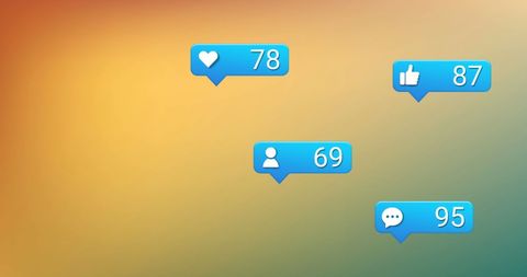Digital Social Media Interaction Icons on Gradient Background