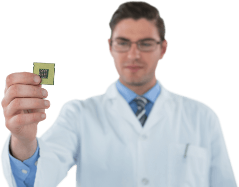 engineer holding transparent microchip innovating technology - Download Free Stock Videos Pikwizard.com
