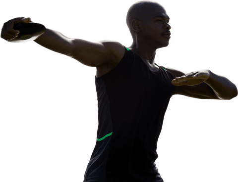 African American Male Athlete Throwing Discus Transparent Background