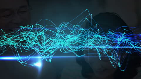 Animated Light Trails Over Woman Using Smartphone Reflecting Digital Connectivity