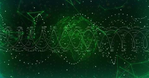 Futuristic Global Wireframe with Digital Waveform Connectivity