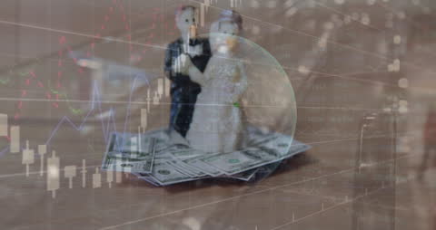 Marriage and Finances Conceptual Overlay with Market Data