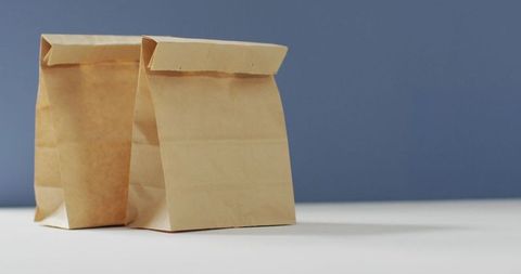 Eco-Friendly Paper Lunch Bags with Minimalist Blue Background