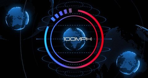 Futuristic digital speedometer with holographic globe elements - Download Free Stock Images Pikwizard.com