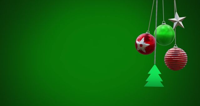 Festive Christmas Ornaments on Green Background - Download Free Stock Images Pikwizard.com