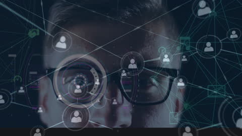 Futuristic Network Connections over Businessman with Digital Interface