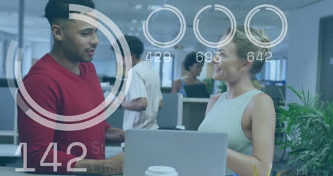 Animated Financial Data Collaboration in Modern Office