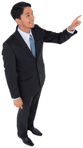 Smiling Businessman Pointing Upwards Transparent Background - Download Free Stock Videos Pikwizard.com