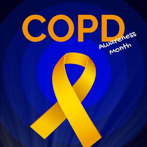 copd awareness month yellow ribbon illustration on blue background - Download Free Stock Templates Pikwizard.com