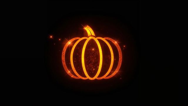 Glowing pumpkin outline with cosmic sparkles in dark void