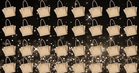 Stylish beige tote bags pattern with glittering background