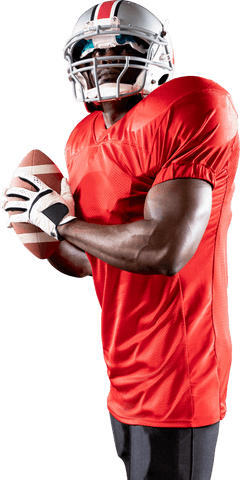 african american football player in red jersey holding football transparent borders - Download Free Stock Videos Pikwizard.com