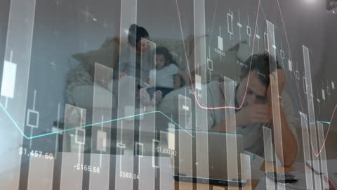 Frustrated Man Analyzing Financial Data at Home