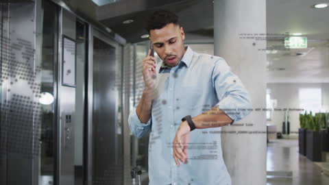 African American Businessman Confronting Data and New Technology