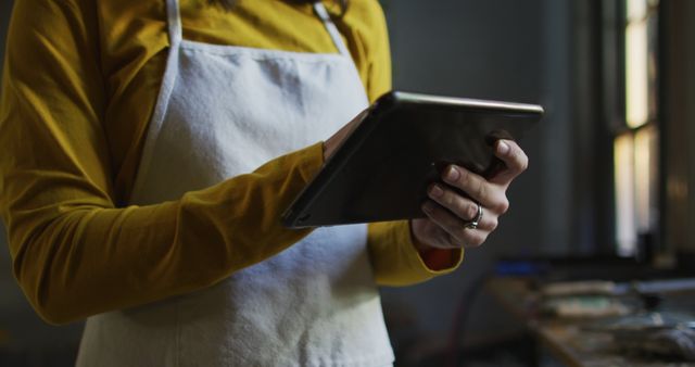 Baker Using Tablet in Kitchen for Recipe - Download Free Stock Images Pikwizard.com