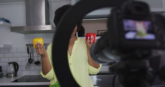 Food Blogger Filming Cooking Tutorial in Modern Kitchen - Download Free Stock Images Pikwizard.com