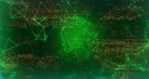 Futuristic Globe with Mathematical Equations and Geometric Nodes