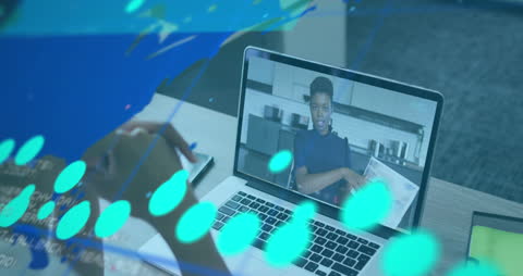 Digital Collaboration Concept with Video Conference and Analytical Overlay