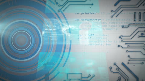 Digital Interface Display with Circuit Board Overlay