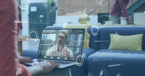 Virtual Collaboration in Modern Living Room with Data Visualization