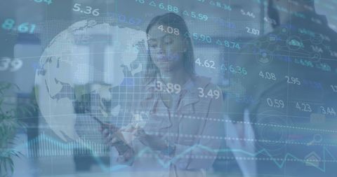 Business Team Analyzing Global Stock Market Data in Office