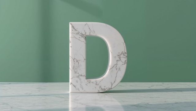 Contemporary Marble Letter D with Elegant Green Backdrop