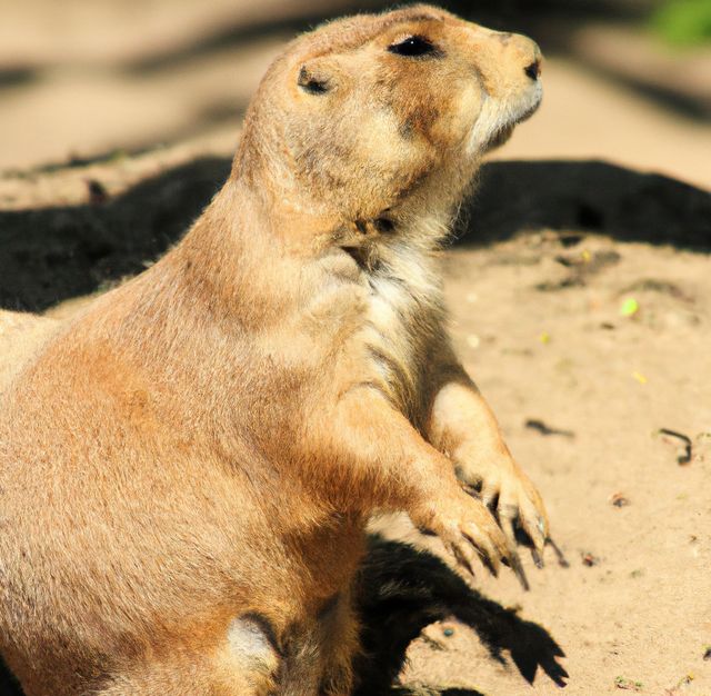 Image of close up of prairie dog on sand background. Animals, wildlife and nature concept.
