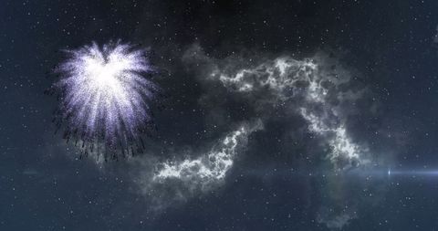 Vibrant Fireworks Burst Against Cloudy Night Sky - Download Free Stock Images Pikwizard.com