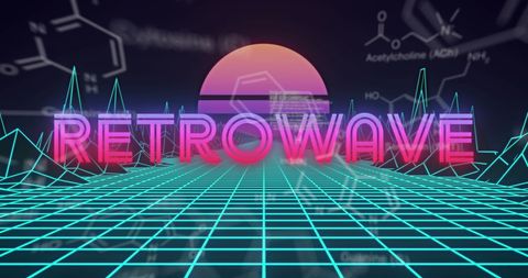 Retrowave Digital Terrain with Futuristic Neon Design - Download Free Stock Images Pikwizard.com