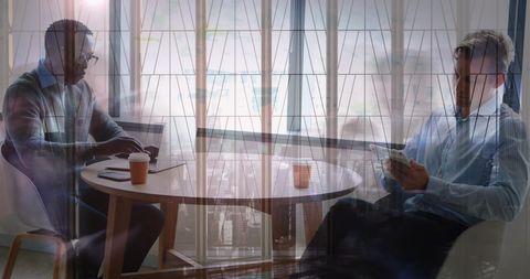 Modern Office Collaboration with Cityscape View