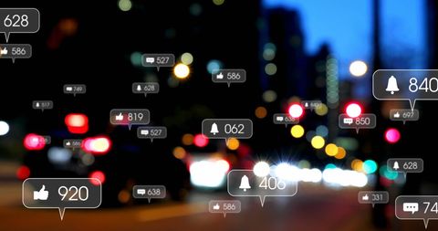 Social Media Impact on City Night Life Traffic Bokeh