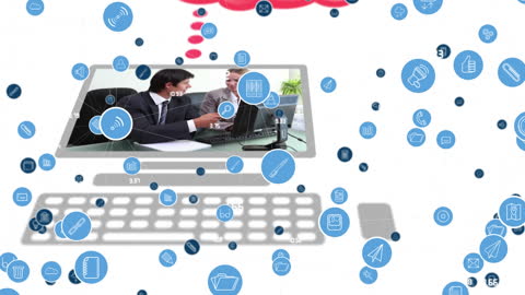 Digital Network Concept with Icons and Diverse Team Collaboration