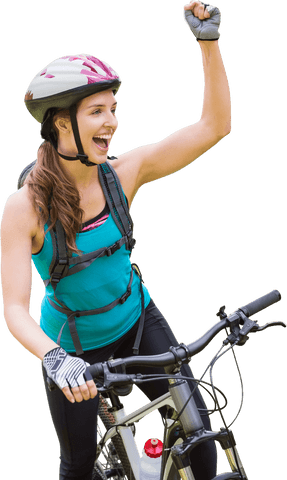 transparent excited female mountain biker celebrating victory - Download Free Stock Videos Pikwizard.com