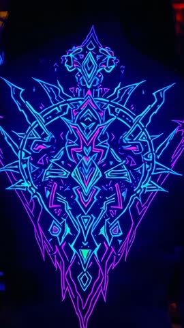 Neon Geometric Emblem Pulsing in Vertical Cyberpunk Loop with Blue and Magenta Lines