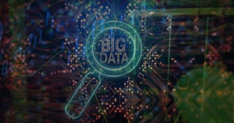 Big Data Concept with Digital Magnifying Glass Illustration