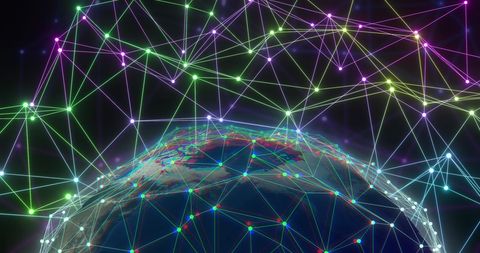 Digital Global Network Interface with Colorful Nodes - Download Free Stock Images Pikwizard.com