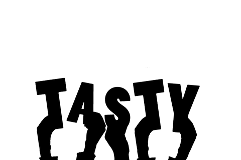 Digital illustration of hands holding tasty text transparent background