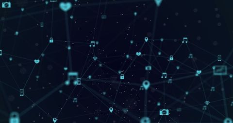 Diverse technology icons interconnected for global networking concept