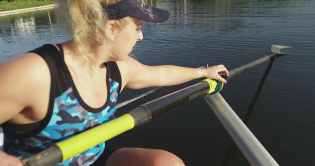 Female Rower Preparing Boat for Rowing Training on Lake - Download Free Stock Images Pikwizard.com