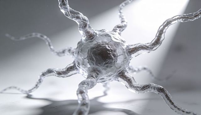 Rendering translucent neuron with branching dendrites and glasslike texture