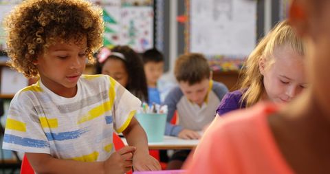 Diverse Elementary Classroom with Engaged Students